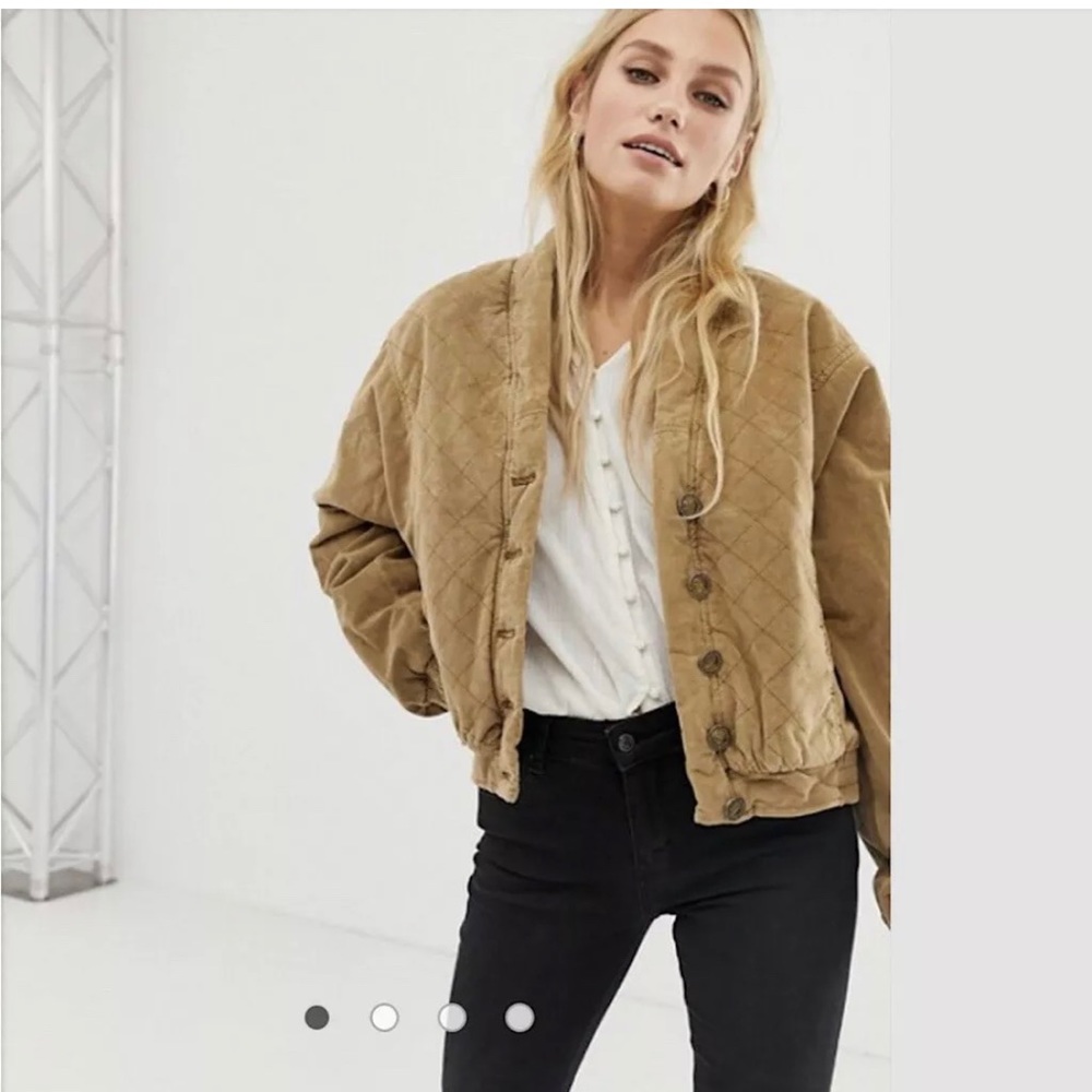 Free People Main Squeeze Quilted Jacket Gold Tan - Picture 3 of 6